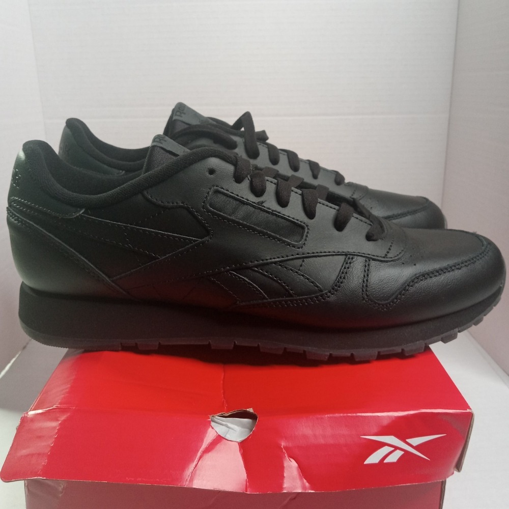 Reebok Classic Leather Unisex Black/Black/Grey Men's Size 11.5/ Women's Size 13